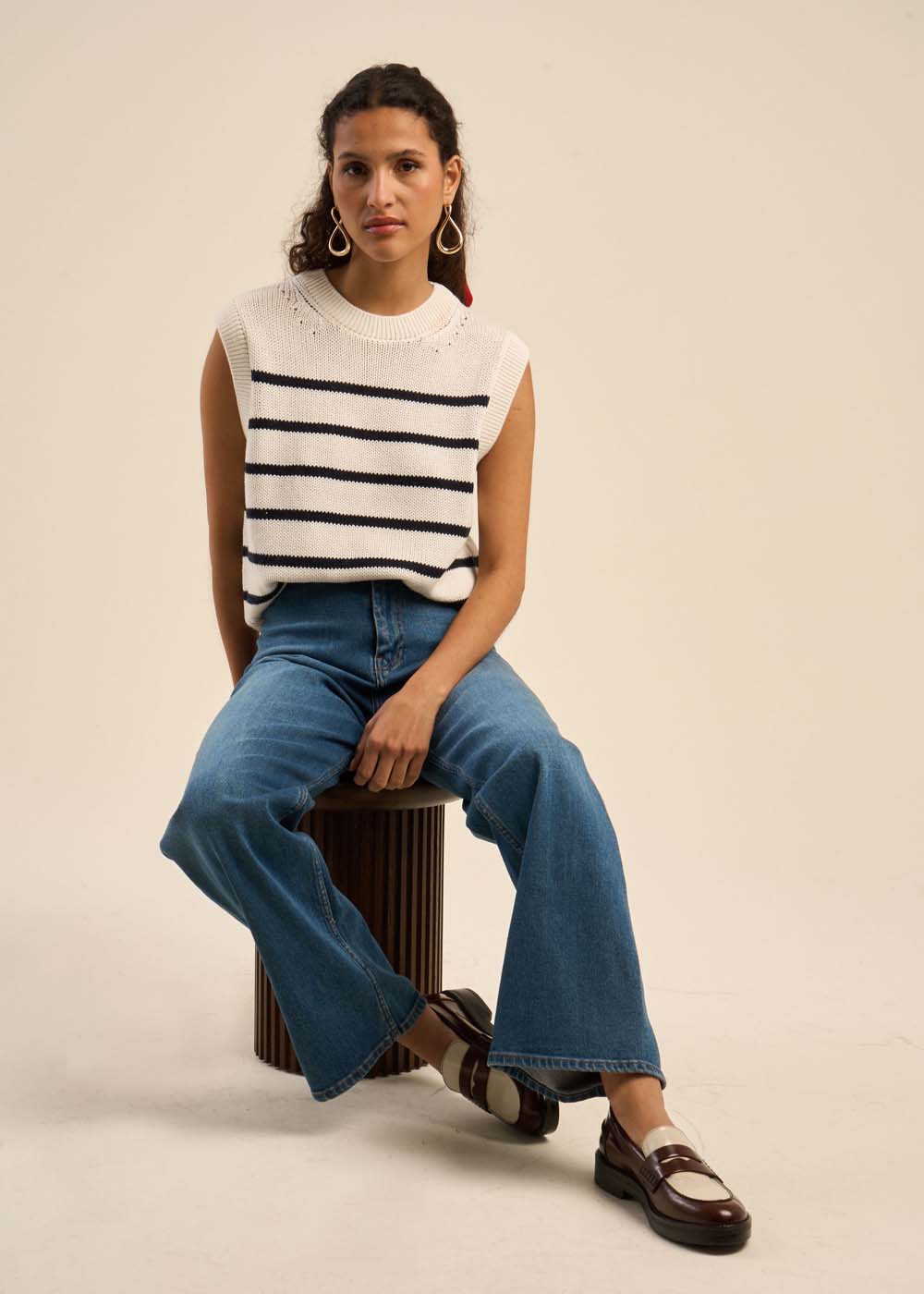 MAREY Striped sleeveless sweater - 1 - Sud Express - Sud Express