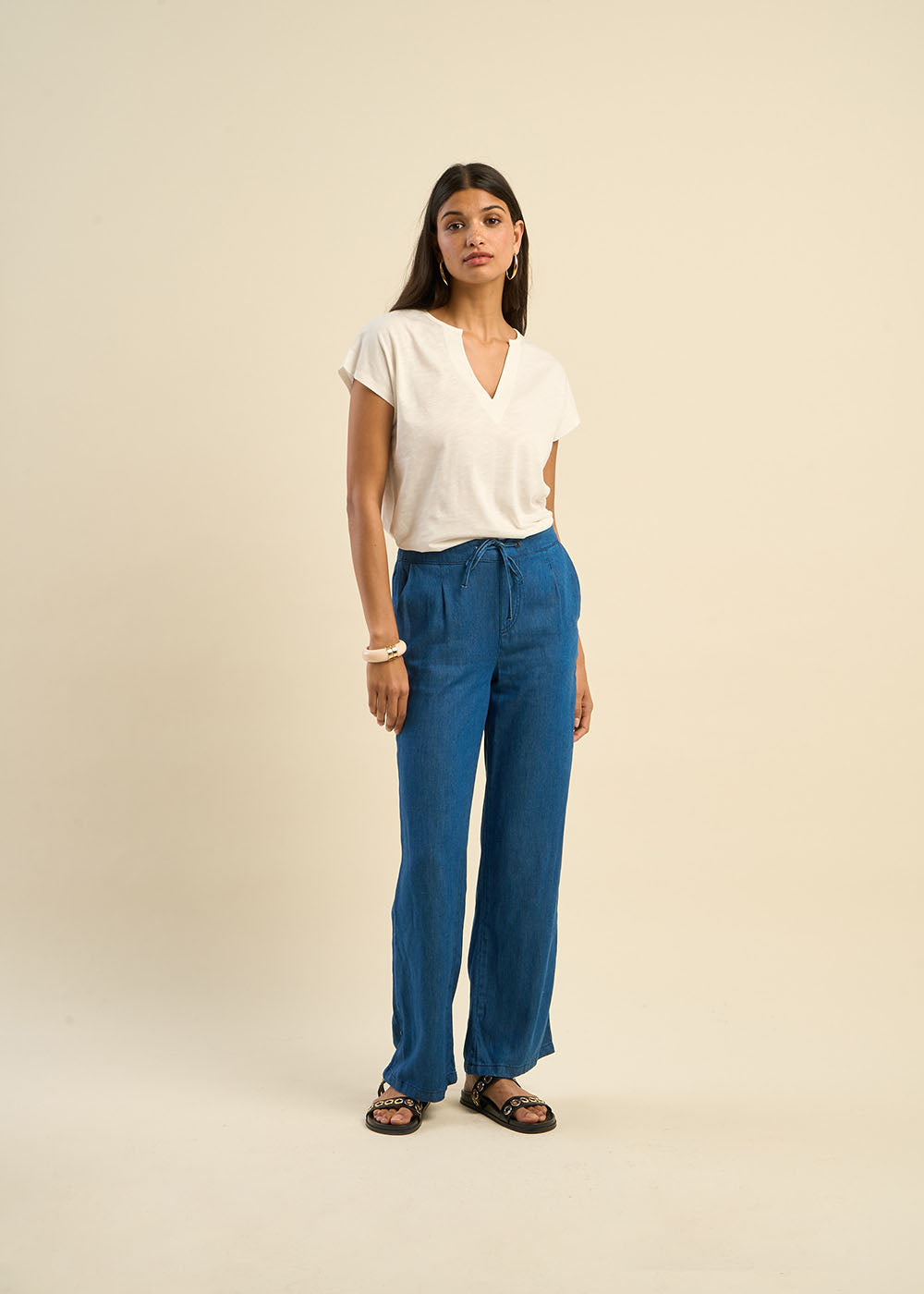 POSINY Fluid trousers in denim-effect lyocell and linen - 2 - Sud Express - Sud Express