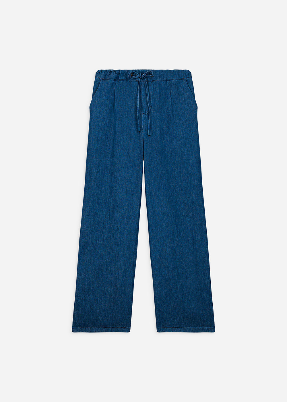 Fluid trousers in denim-effect lyocell and linen - Sud Express - 7 - Sud Express