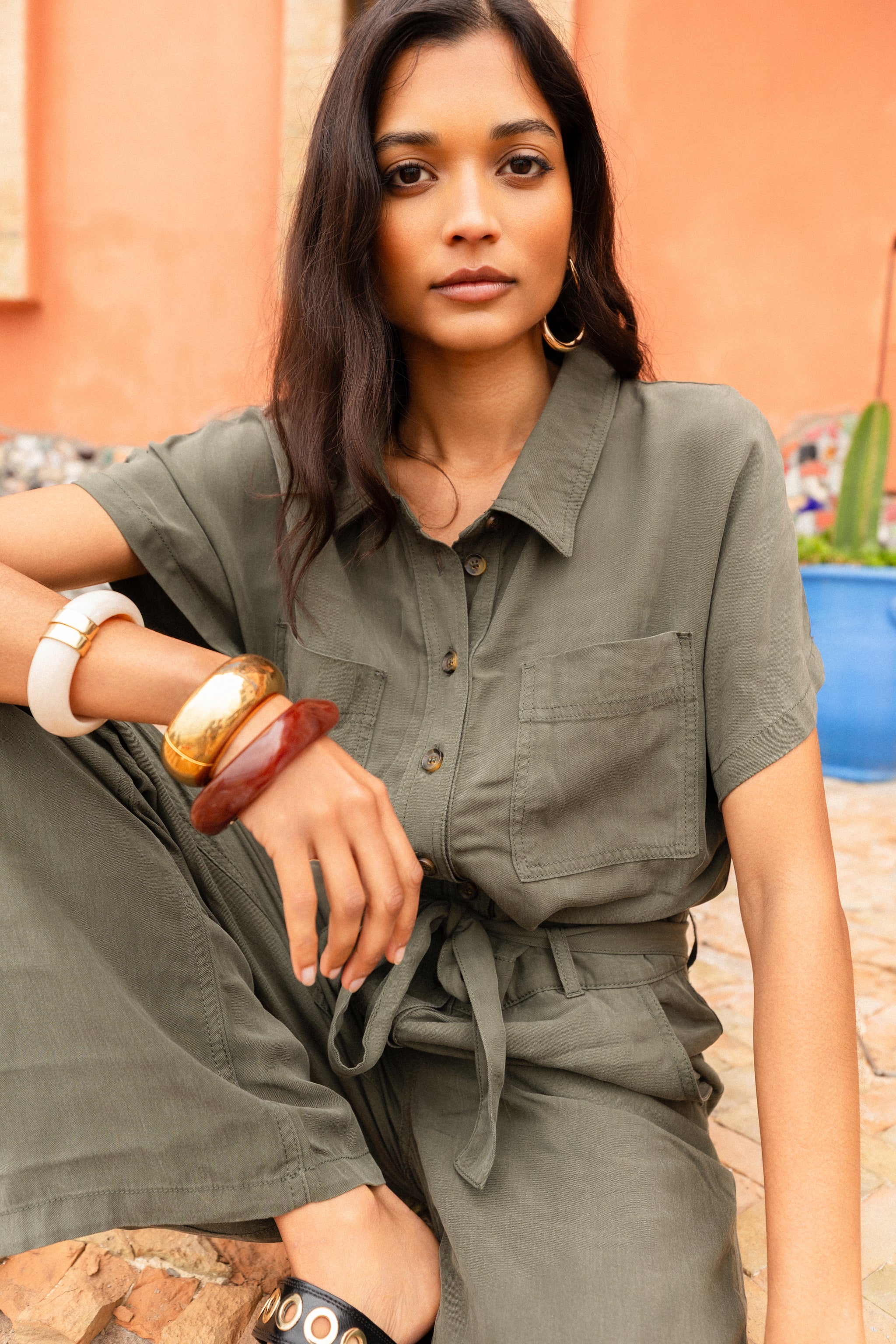 Short-sleeved shirt collar jumpsuit - Sud Express - 1 - Sud Express