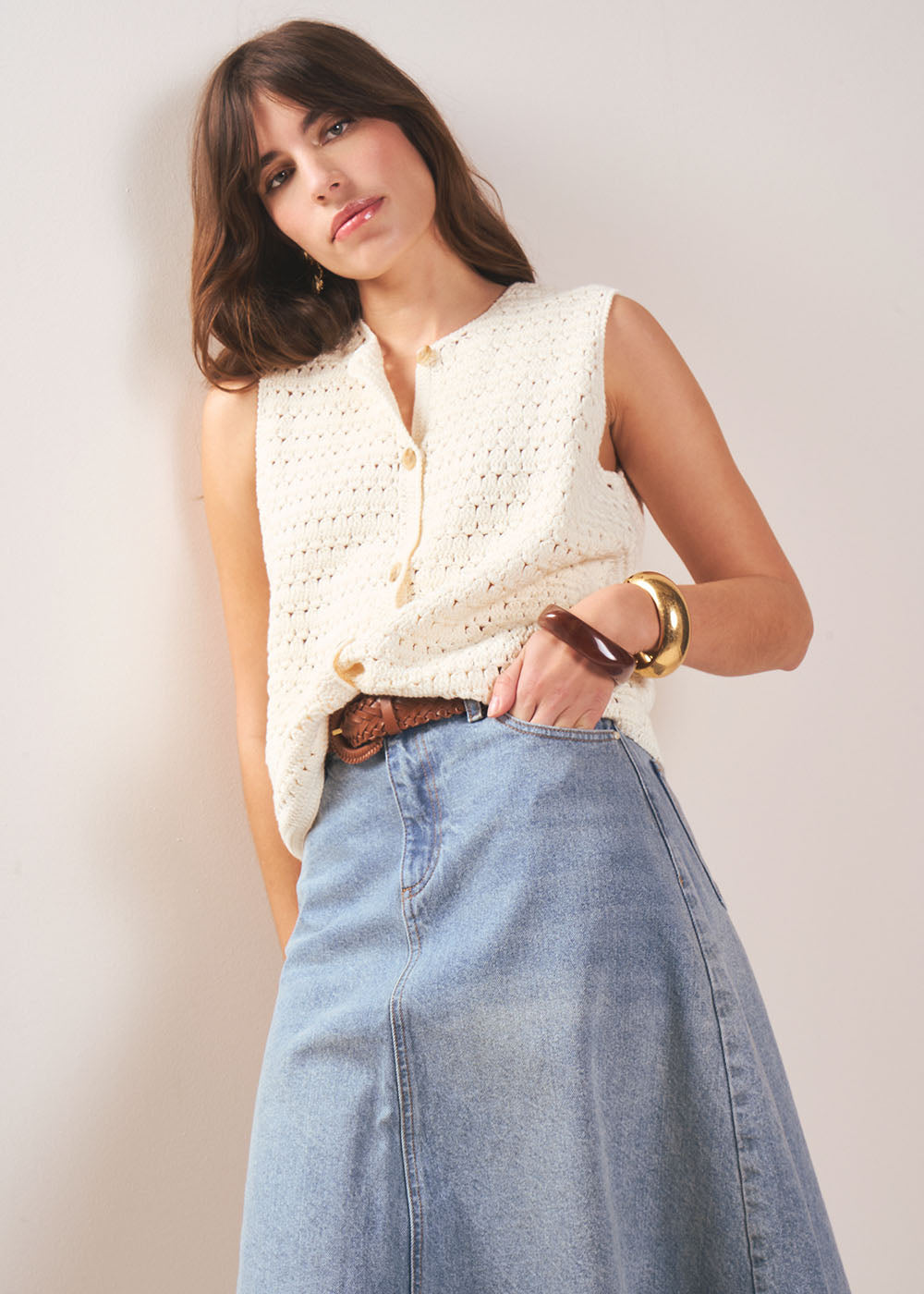 GALYA Cotton sleeveless waistcoat - 2 - Sud Express - Sud Express