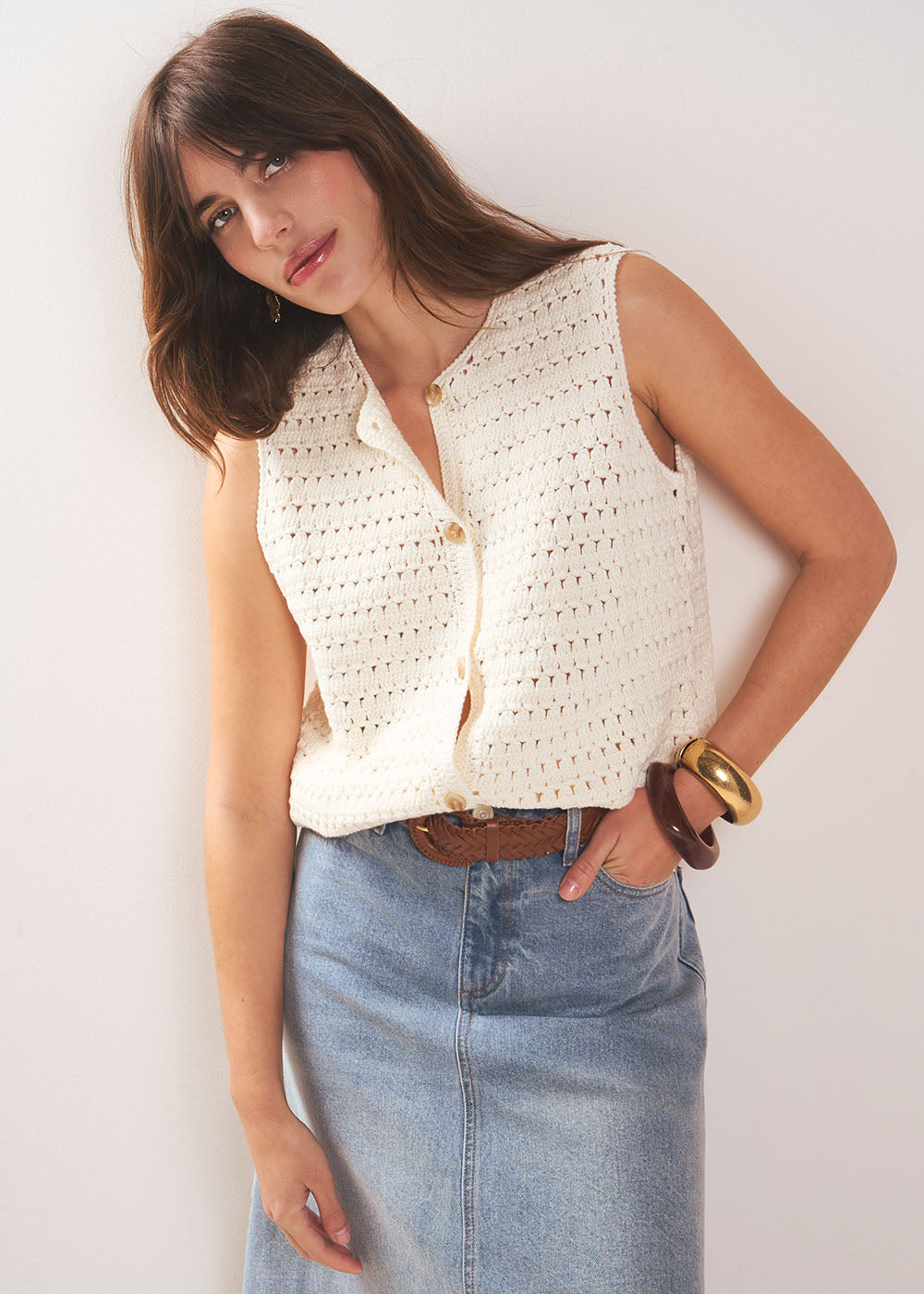 Cotton sleeveless waistcoat - Sud Express - 5 - Sud Express