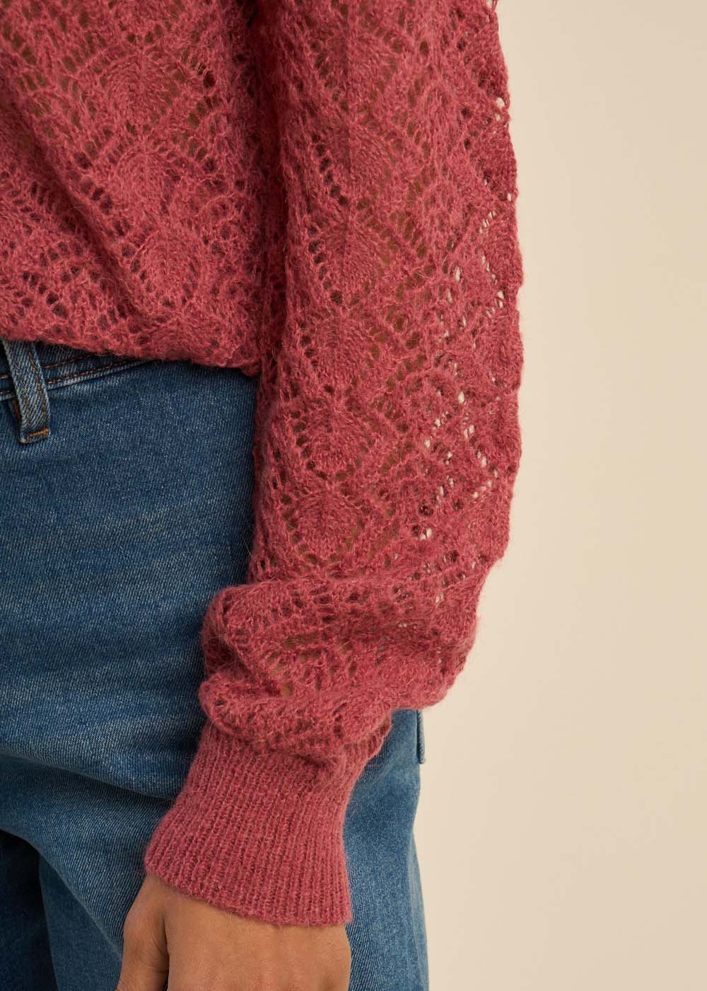 MALIBA Straight jumper with tunisian collar and fancy details - 4 - Sud Express - Sud Express