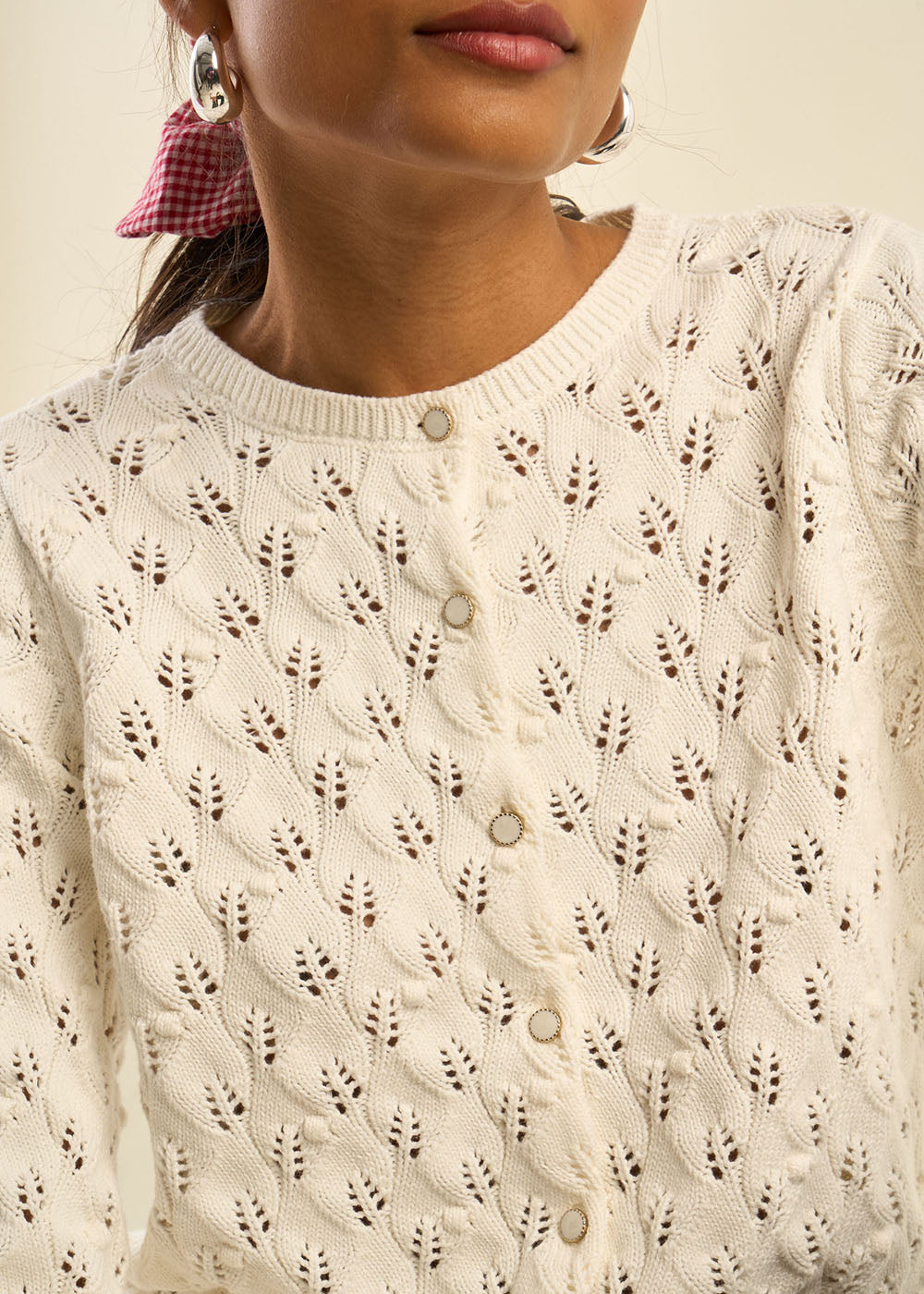 GARYA 100% cotton open-weave cardigan - 2 - Sud Express - Sud Express