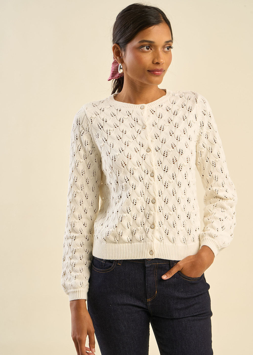 GARYA 100% cotton open-weave cardigan - 4 - Sud Express - Sud Express