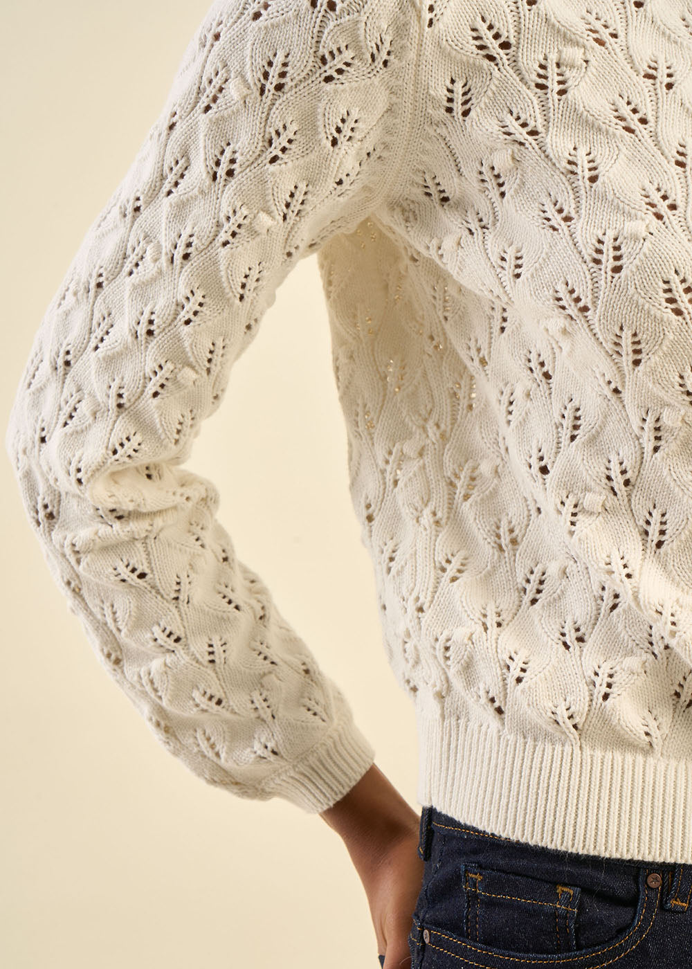 100% cotton open-weave cardigan - Sud Express - 6 - Sud Express