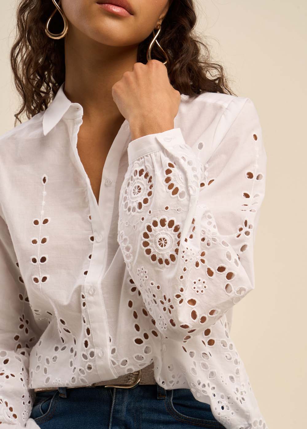 Shirt with english embroidery - Sud Express - 1 - Sud Express