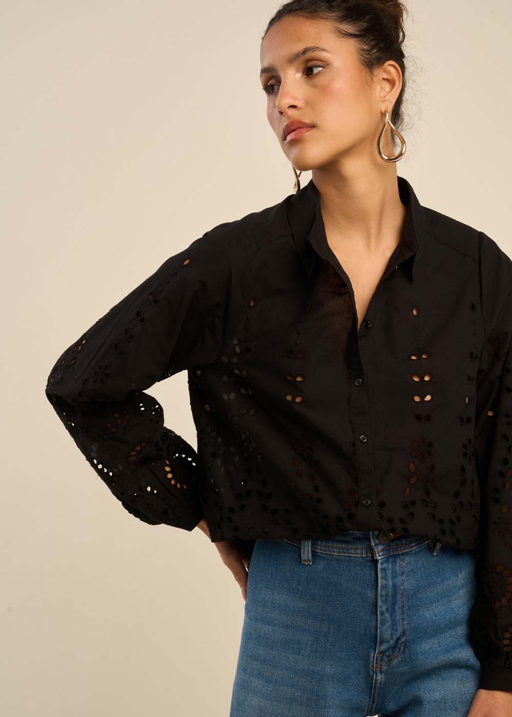 Shirt with english embroidery - Sud Express - 1 - Sud Express