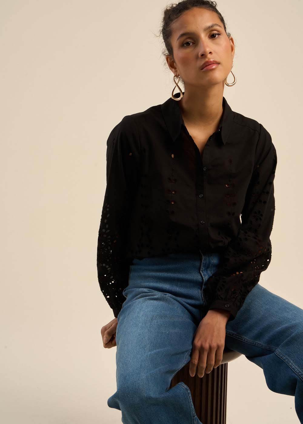 Shirt with english embroidery - Sud Express - 4 - Sud Express