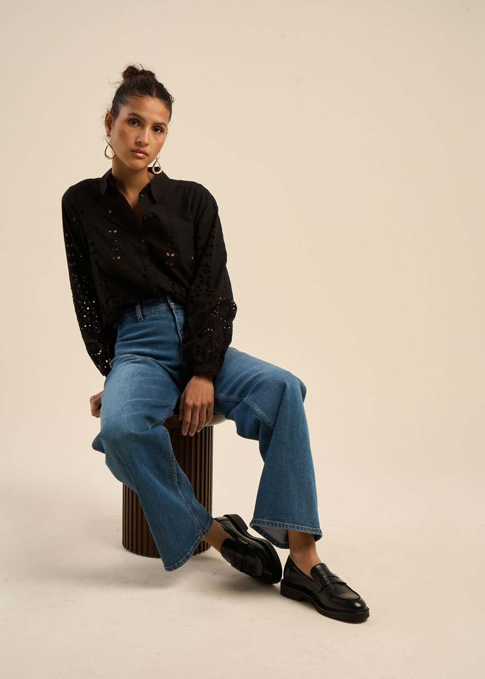 Shirt with english embroidery - Sud Express - 5 - Sud Express