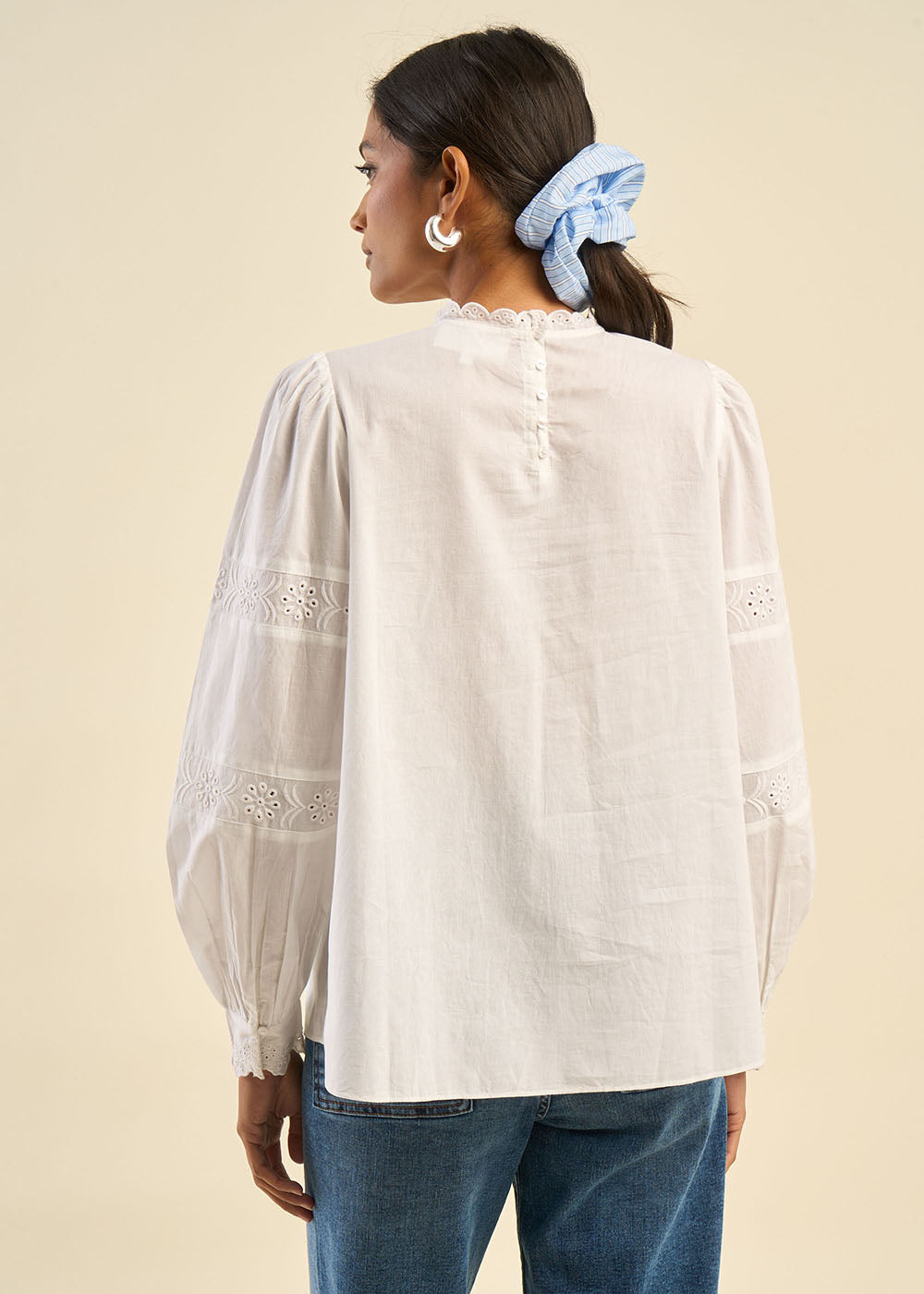 TAMIKA Cotton voile blouse with English embroidery - 3 - Sud Express - Sud Express