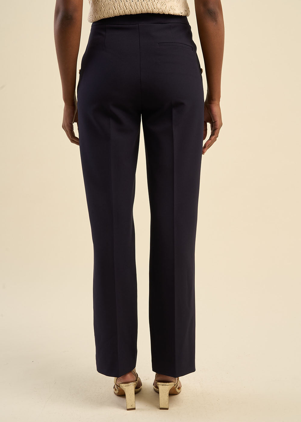 PALERNA Bridge-effect trousers with gold buttons - 3 - Sud Express - Sud Express