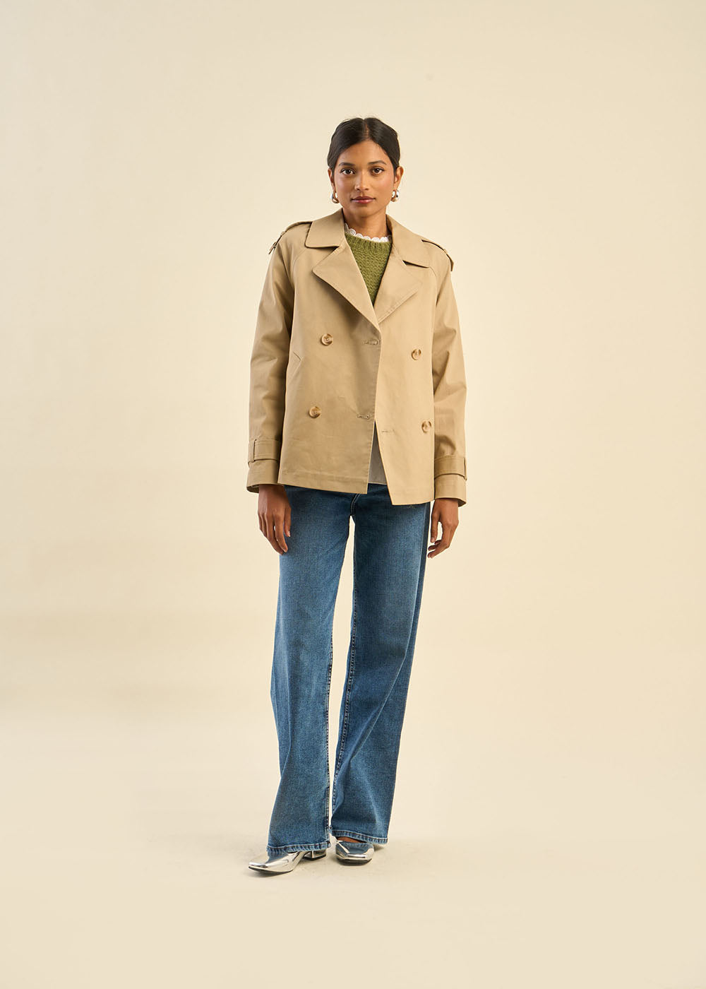 Short double-breasted trench coat - Sud Express - 5 - Sud Express