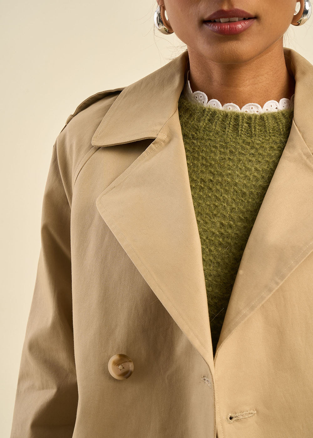 Short double-breasted trench coat - Sud Express - 6 - Sud Express