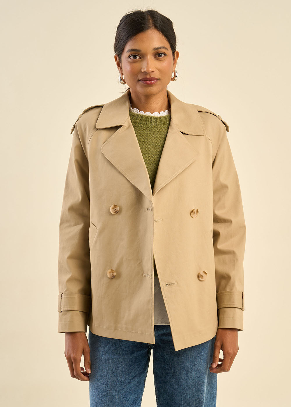 Short double-breasted trench coat - Sud Express - 7 - Sud Express