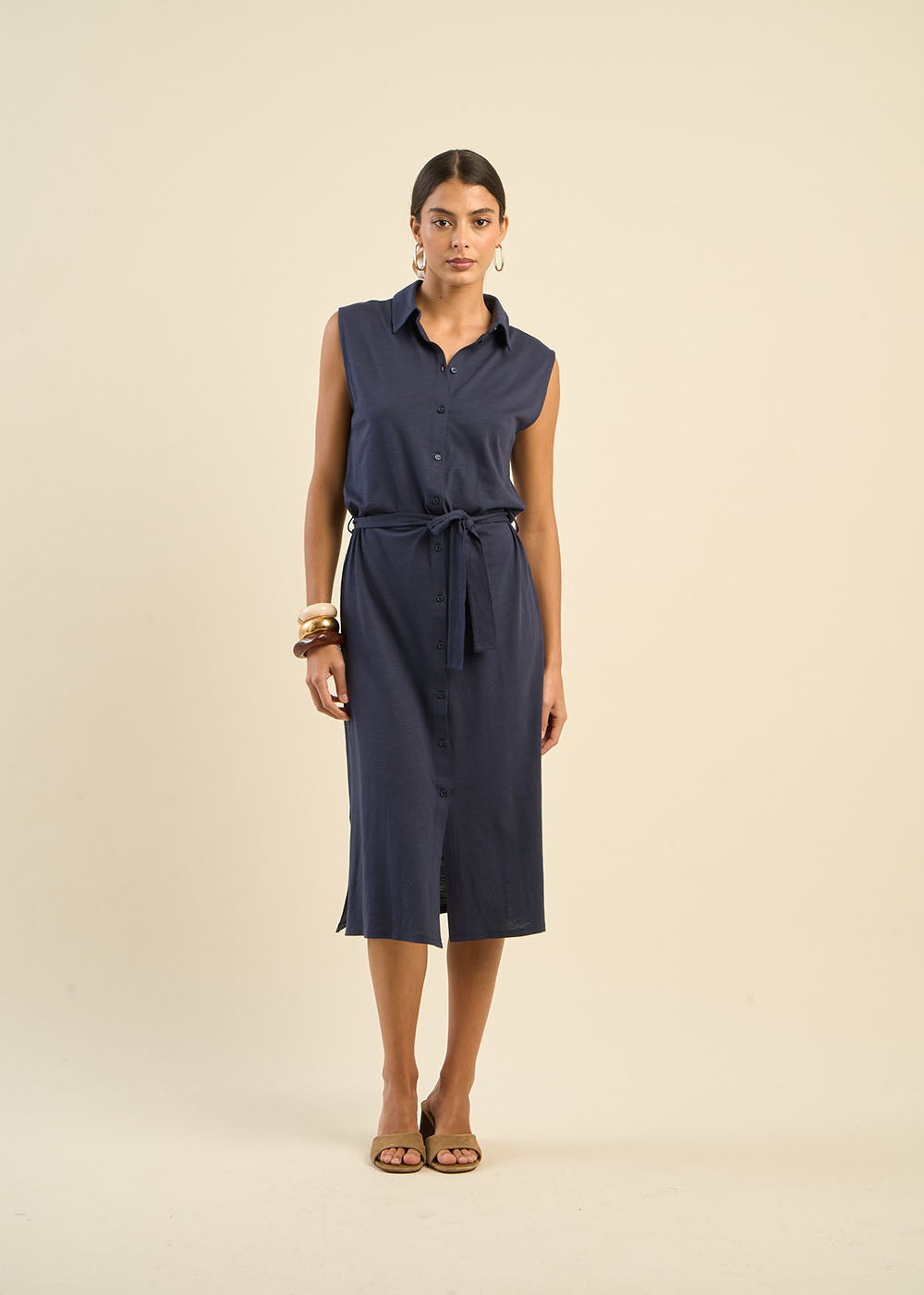 Shirt dress with tie - Sud Express - 1 - Sud Express