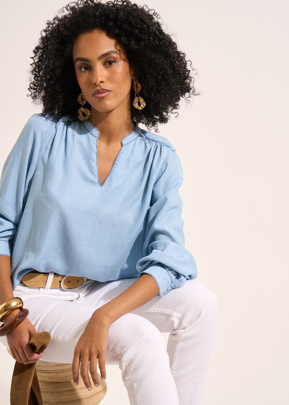 Denim blouse - Sud Express - 5 - Sud Express