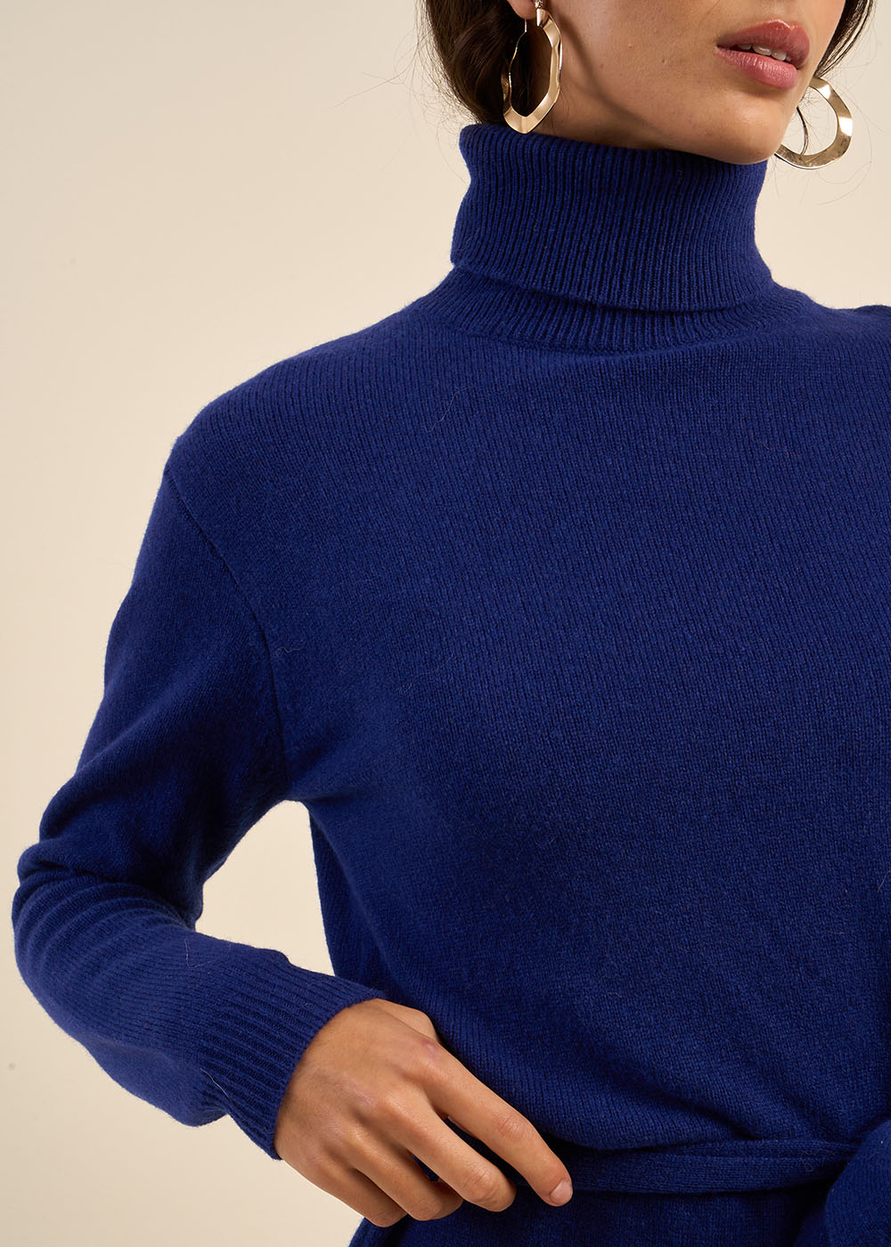 RONY Ribbed knit dress with a turtleneck - 2 - Sud Express - Sud Express