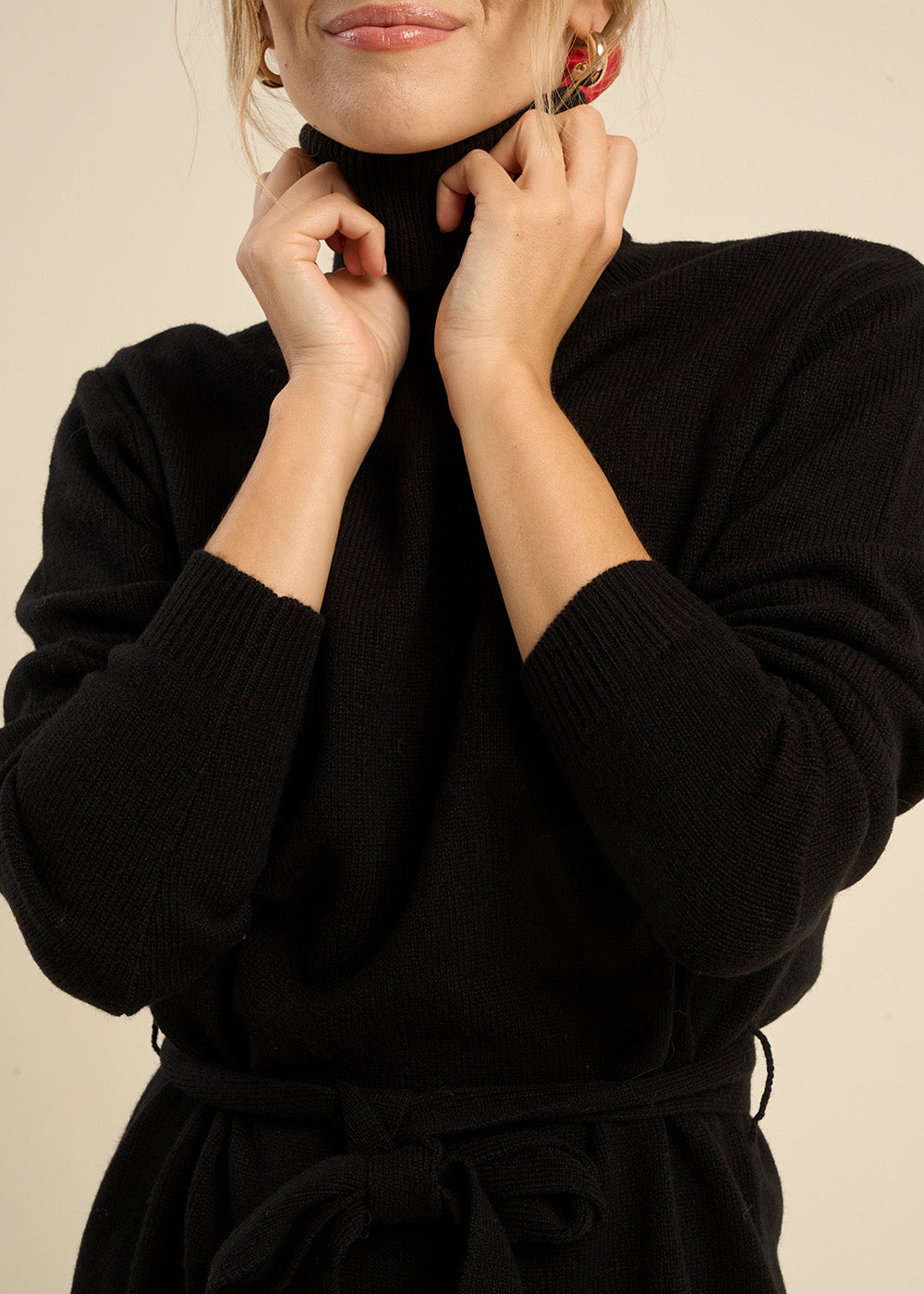 RONY Ribbed knit dress with a turtleneck - 2 - Sud Express - Sud Express