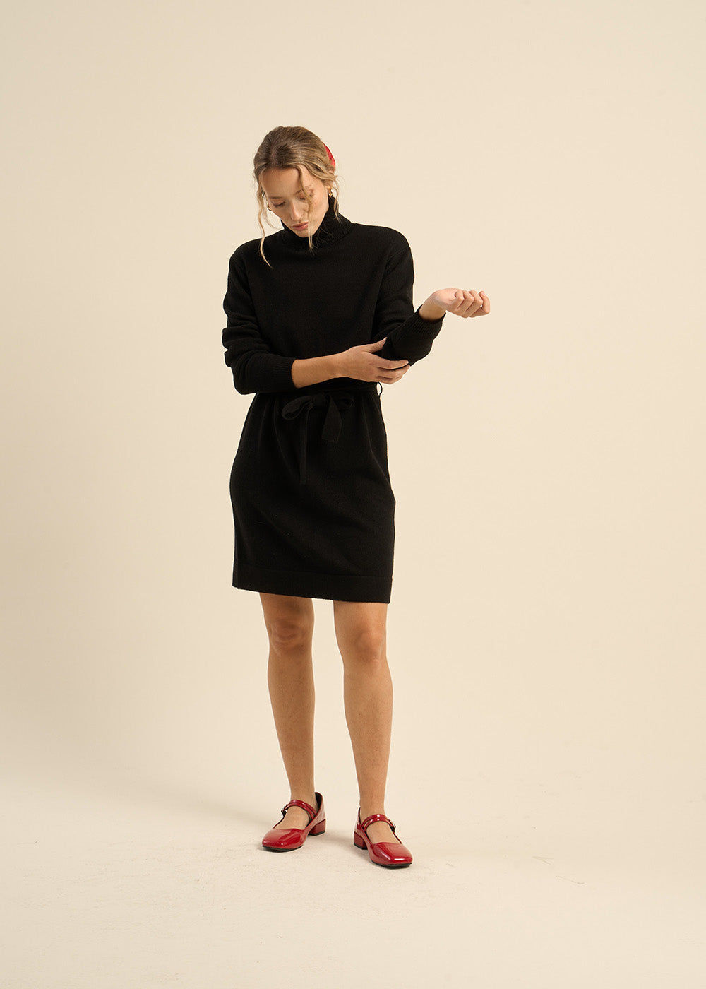 Ribbed knit dress with a turtleneck - Sud Express - 5 - Sud Express