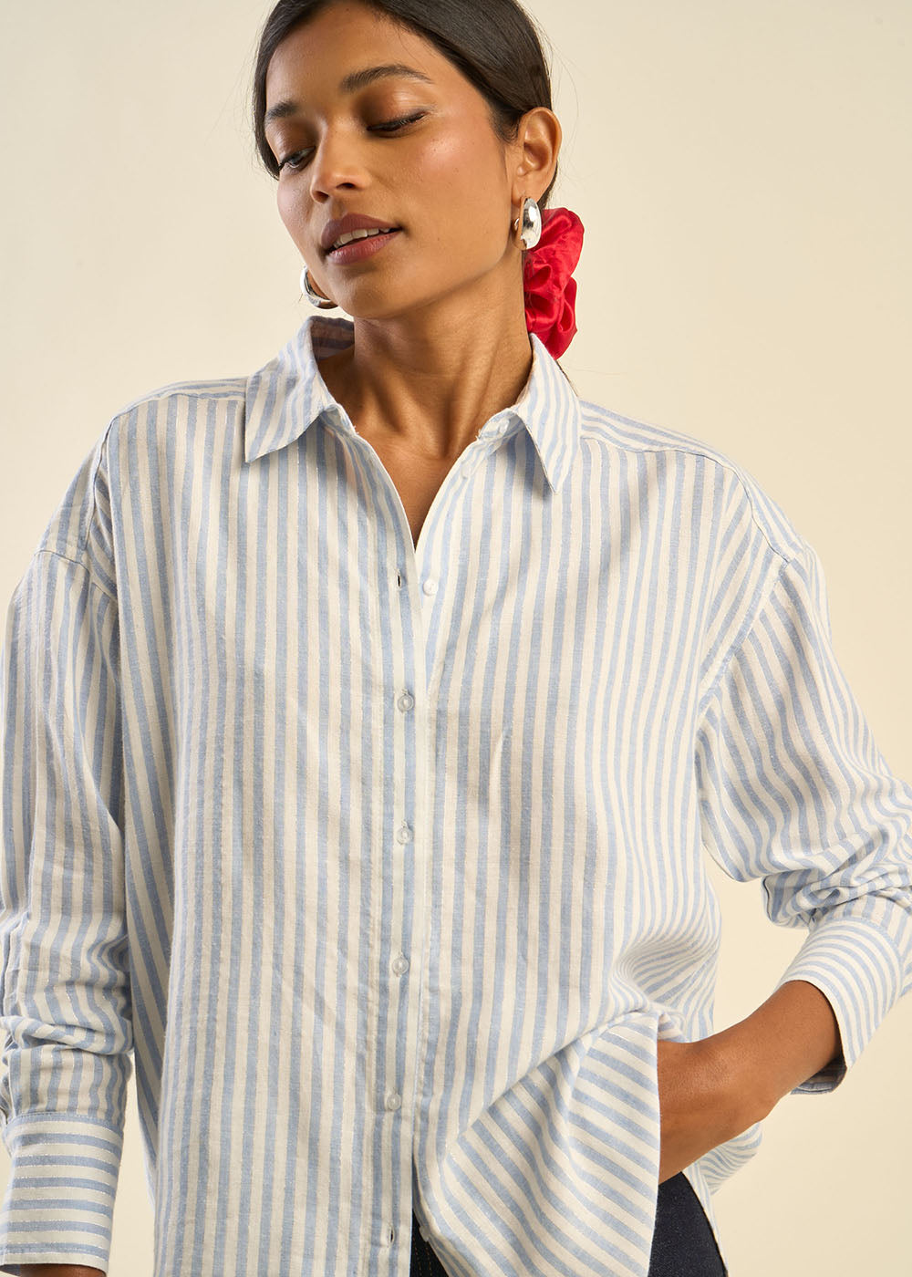 CATTY Striped shirt with lurex thread detail - 1 - Sud Express - Sud Express