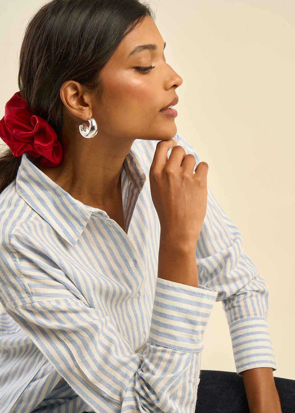 CATTY Striped shirt with lurex thread detail - 2 - Sud Express - Sud Express