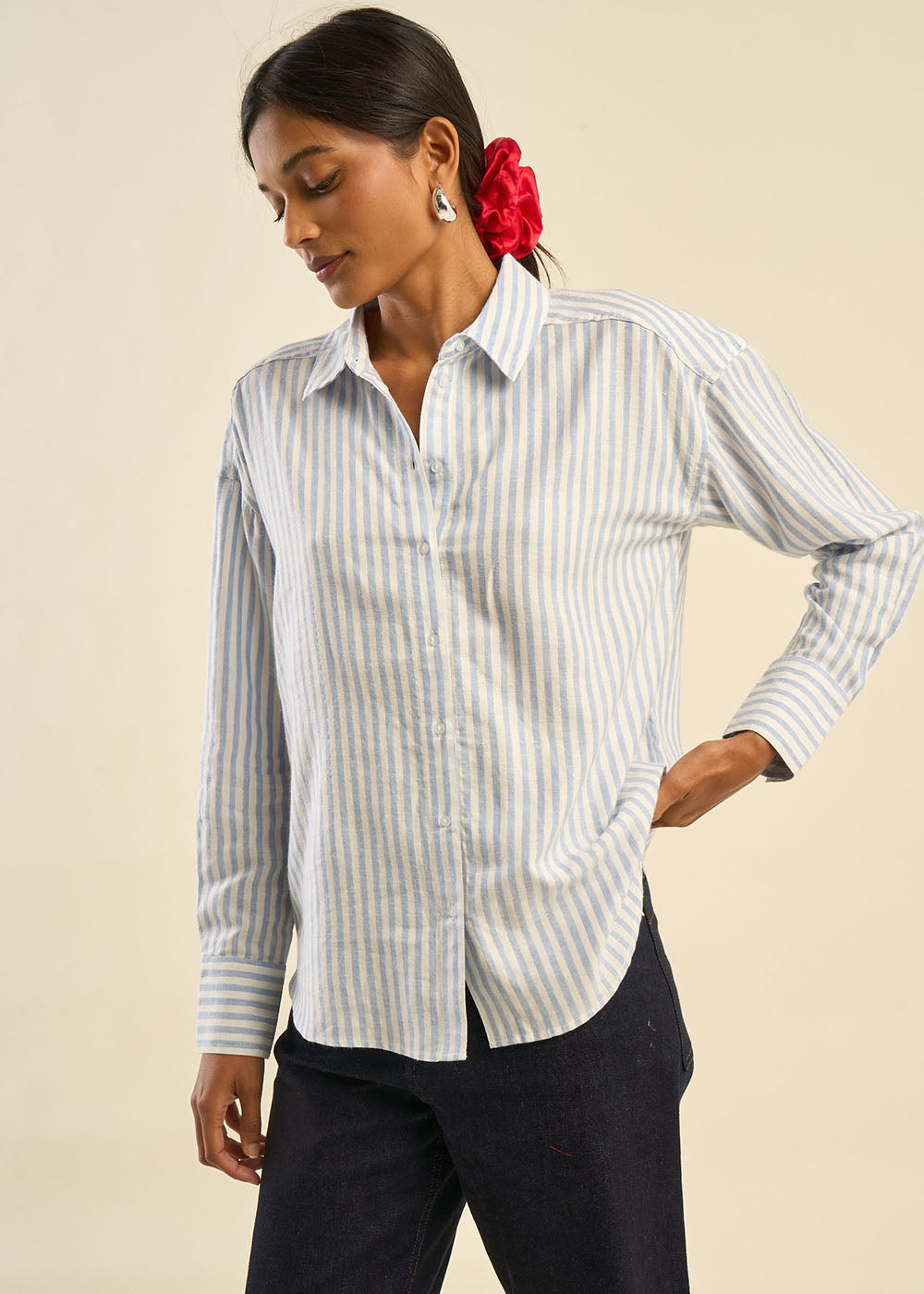 CATTY Striped shirt with lurex thread detail - 4 - Sud Express - Sud Express