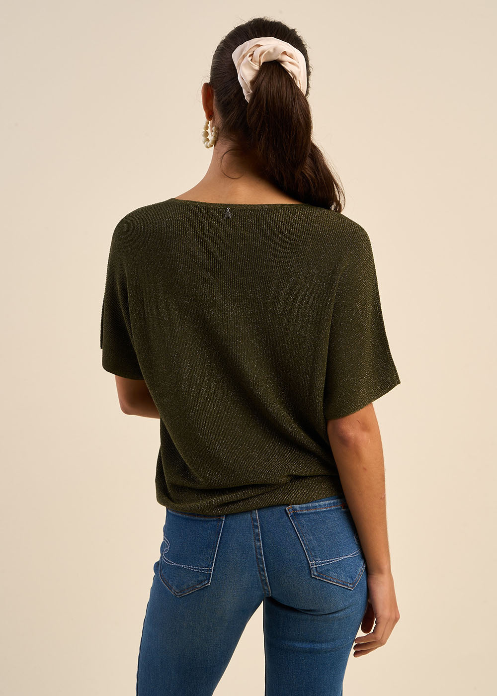 MIKOLLAYX  V-Neck Short-Sleeve Sweater with Lurex Details - 3 - Sud Express - Sud Express