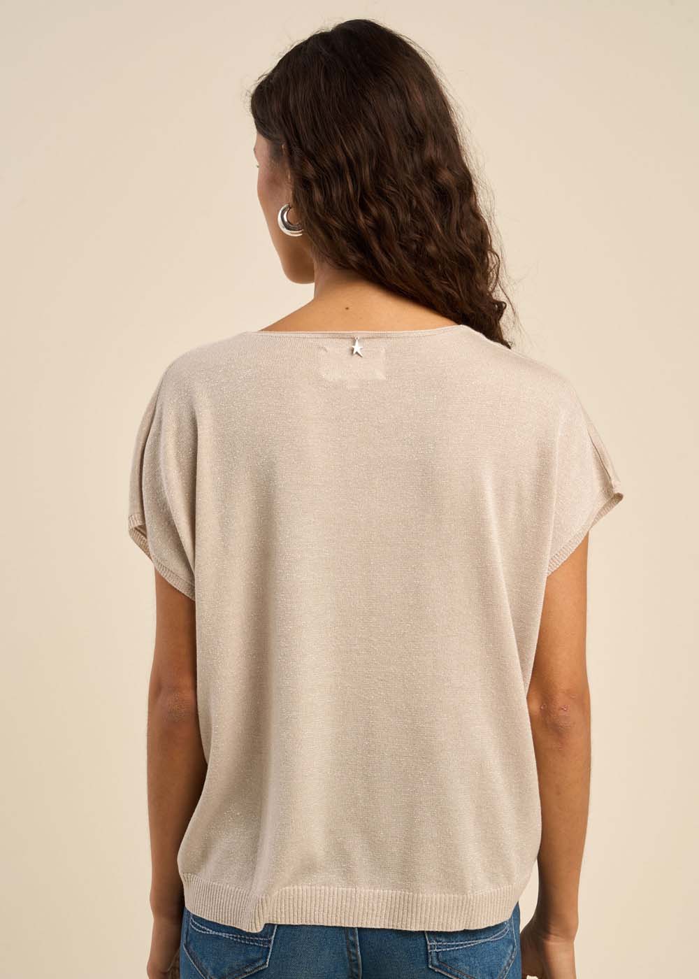 MARGARRET Oversized V-neck short-sleeve sweater - 3 - Sud Express - Sud Express