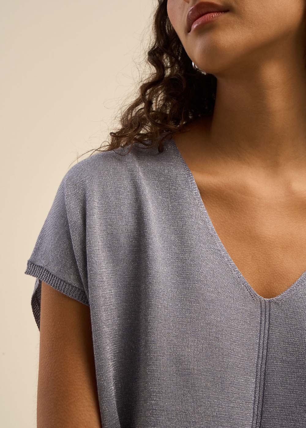 MARGARRET Oversized V-neck short-sleeve sweater - 2 - Sud Express - Sud Express