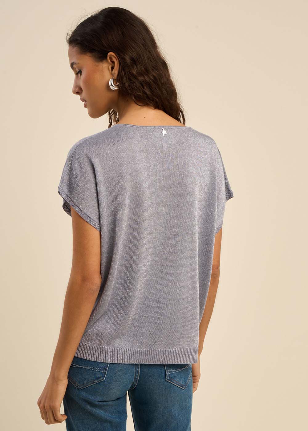 MARGARRET Oversized V-neck short-sleeve sweater - 3 - Sud Express - Sud Express