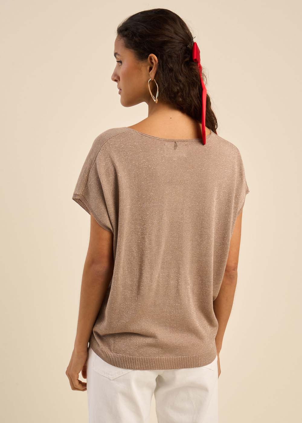 MARGARRET Oversized V-neck short-sleeve sweater - 3 - Sud Express - Sud Express