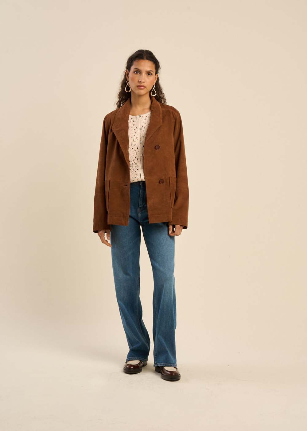 VALYA Suede high collar jacket  - 4 - Sud Express - Sud Express