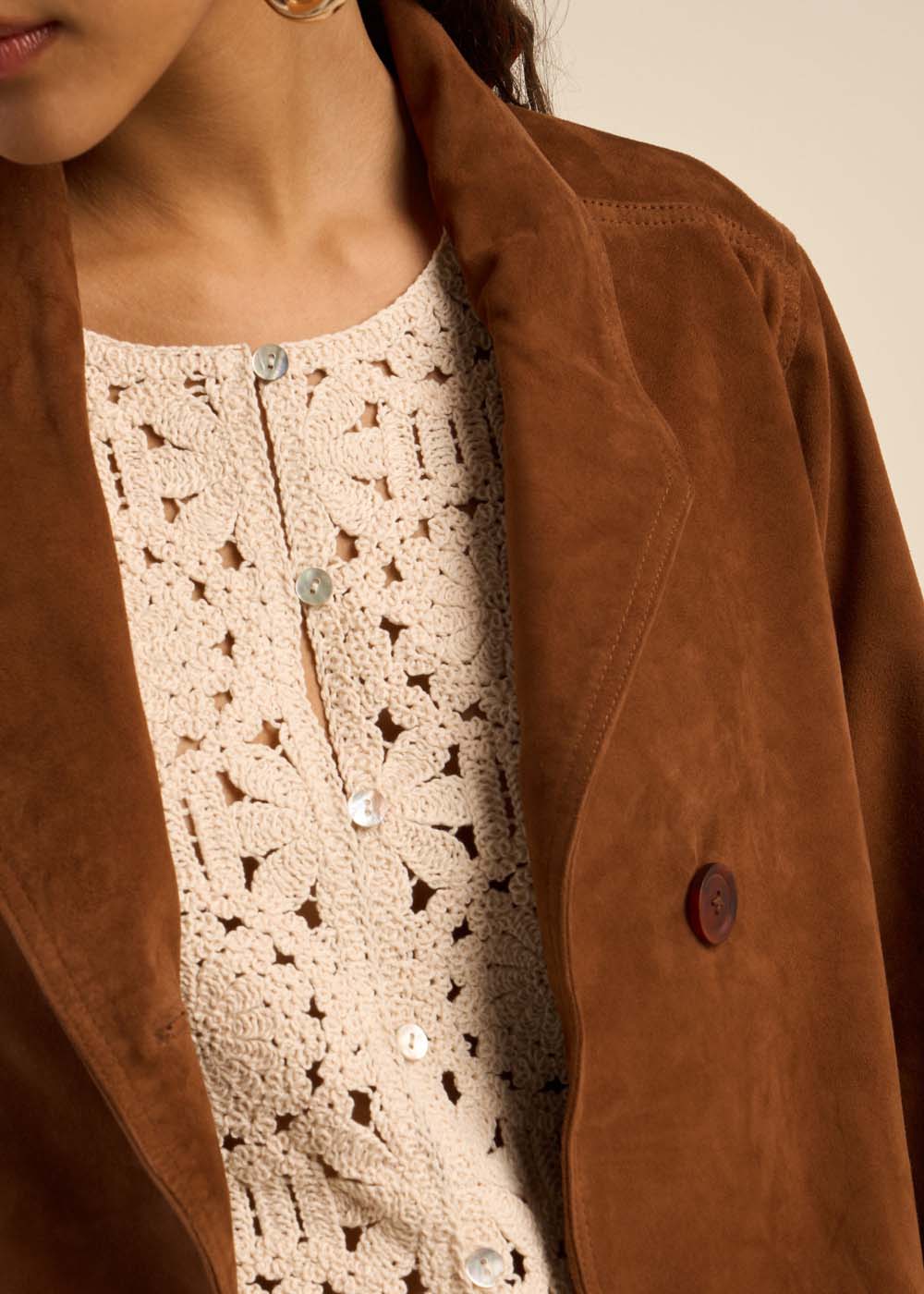 VALYA Suede high collar jacket  - 2 - Sud Express - Sud Express