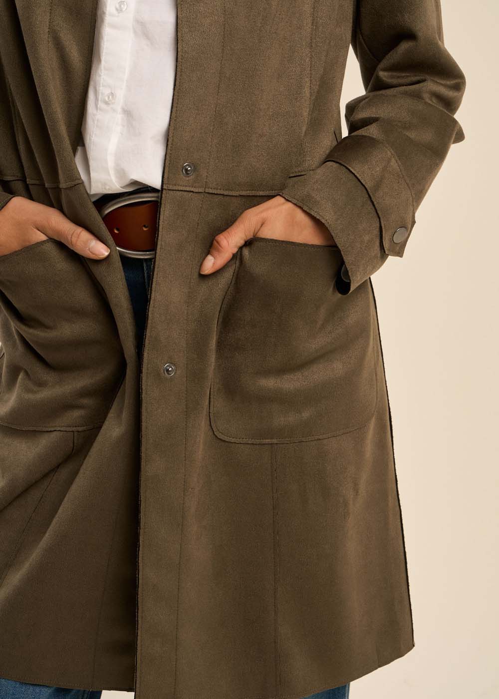 VALBANE  Long jacket in faux suede - 2 - Sud Express - Sud Express