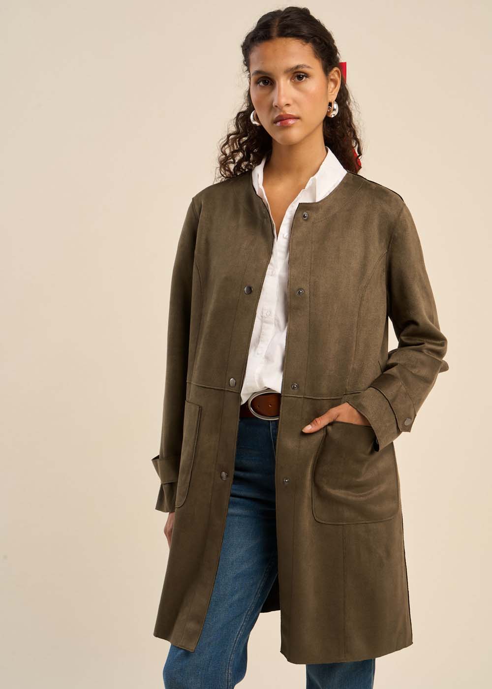  Long jacket in faux suede - Sud Express - 7 - Sud Express