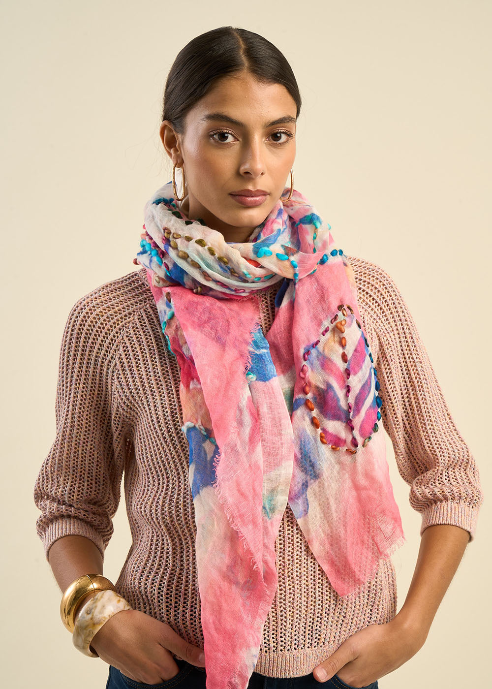 EVIN Multicoloured printed scarf - 1 - Sud Express - Sud Express