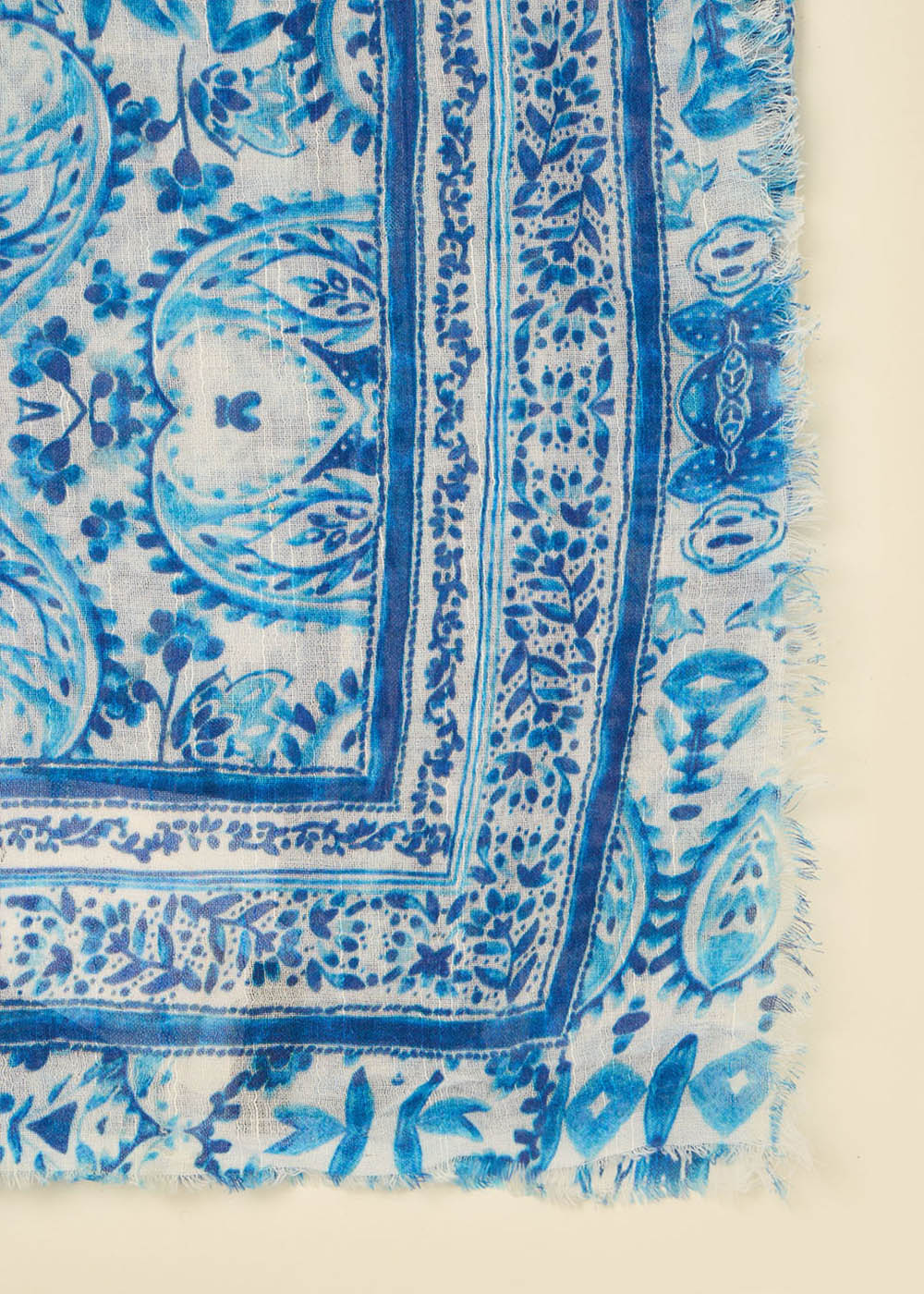 ENIOLA Blue print cotton scarf - 3 - Sud Express - Sud Express