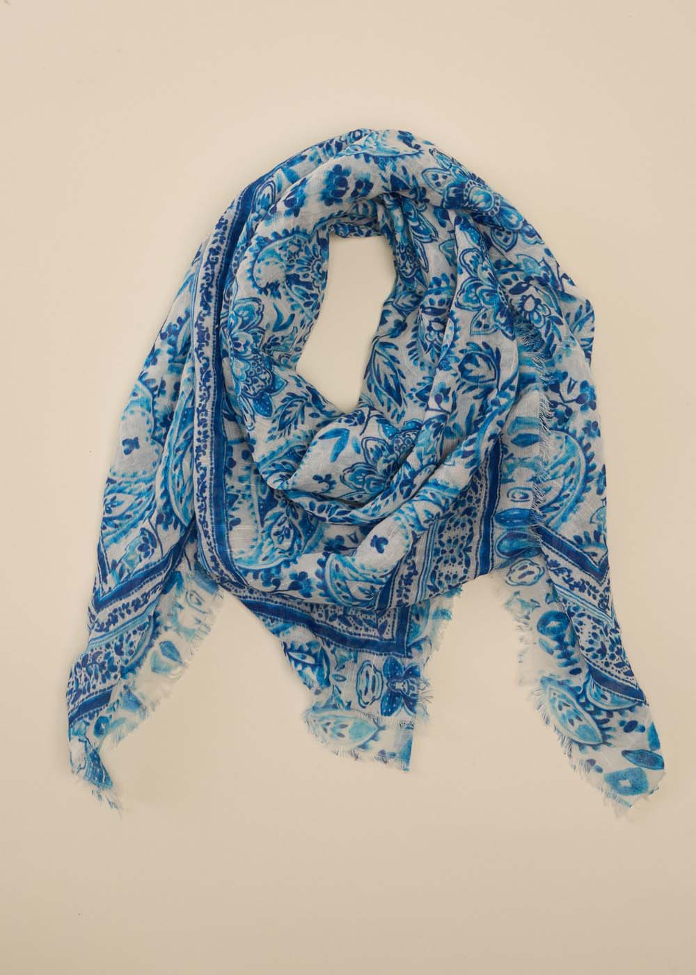 ENIOLA Blue print cotton scarf - 2 - Sud Express - Sud Express