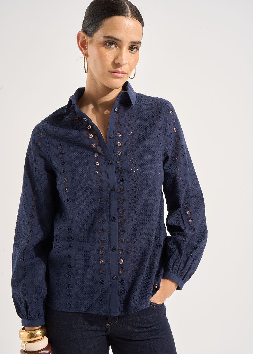 CELINE Cotton shirt with english embroidery - 1 - Sud Express - Sud Express