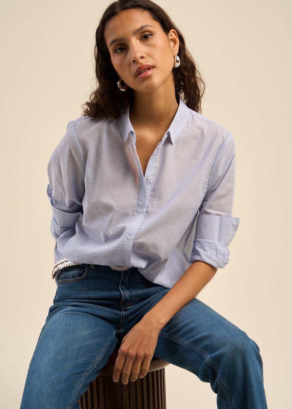Fluid shirt with classic collar - Sud Express - 5 - Sud Express