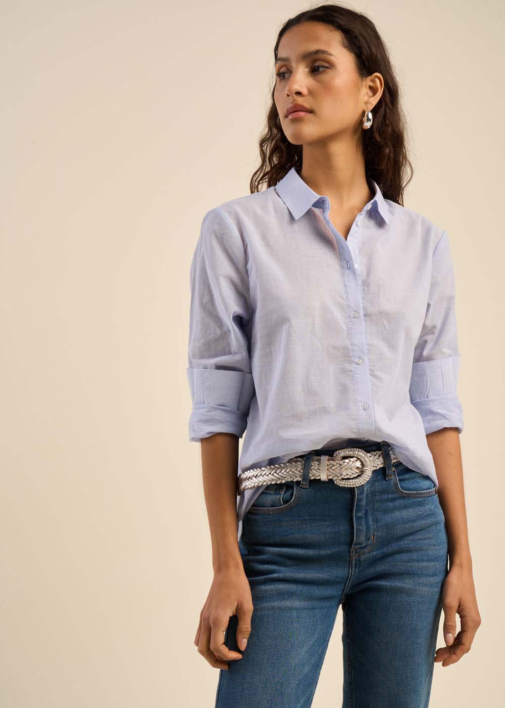 Fluid shirt with classic collar - Sud Express - 6 - Sud Express