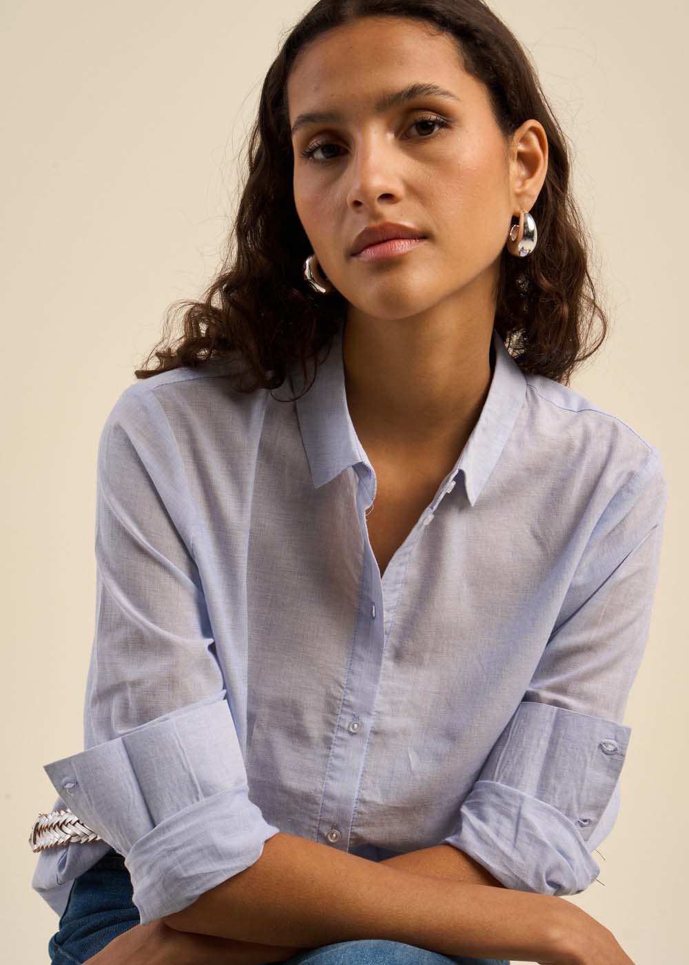 Fluid shirt with classic collar - Sud Express - 7 - Sud Express