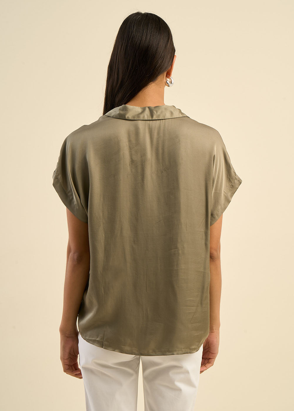 TOSKANA Top with flowing shirt collar - 3 - Sud Express - Sud Express