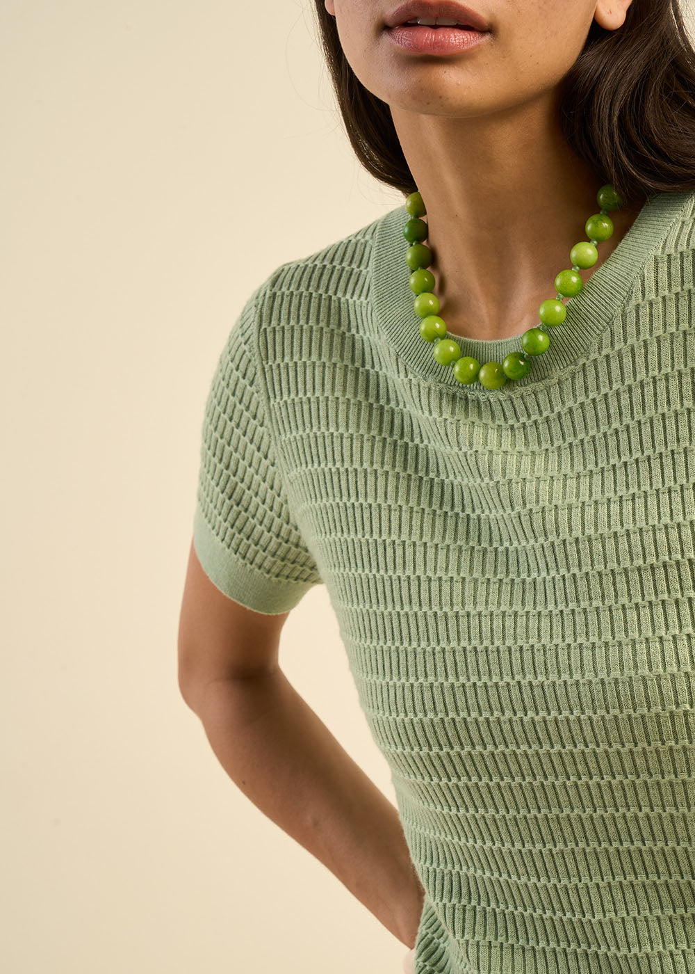 MAXENCE Short-sleeve sweater with textured stitch details - 4 - Sud Express - Sud Express