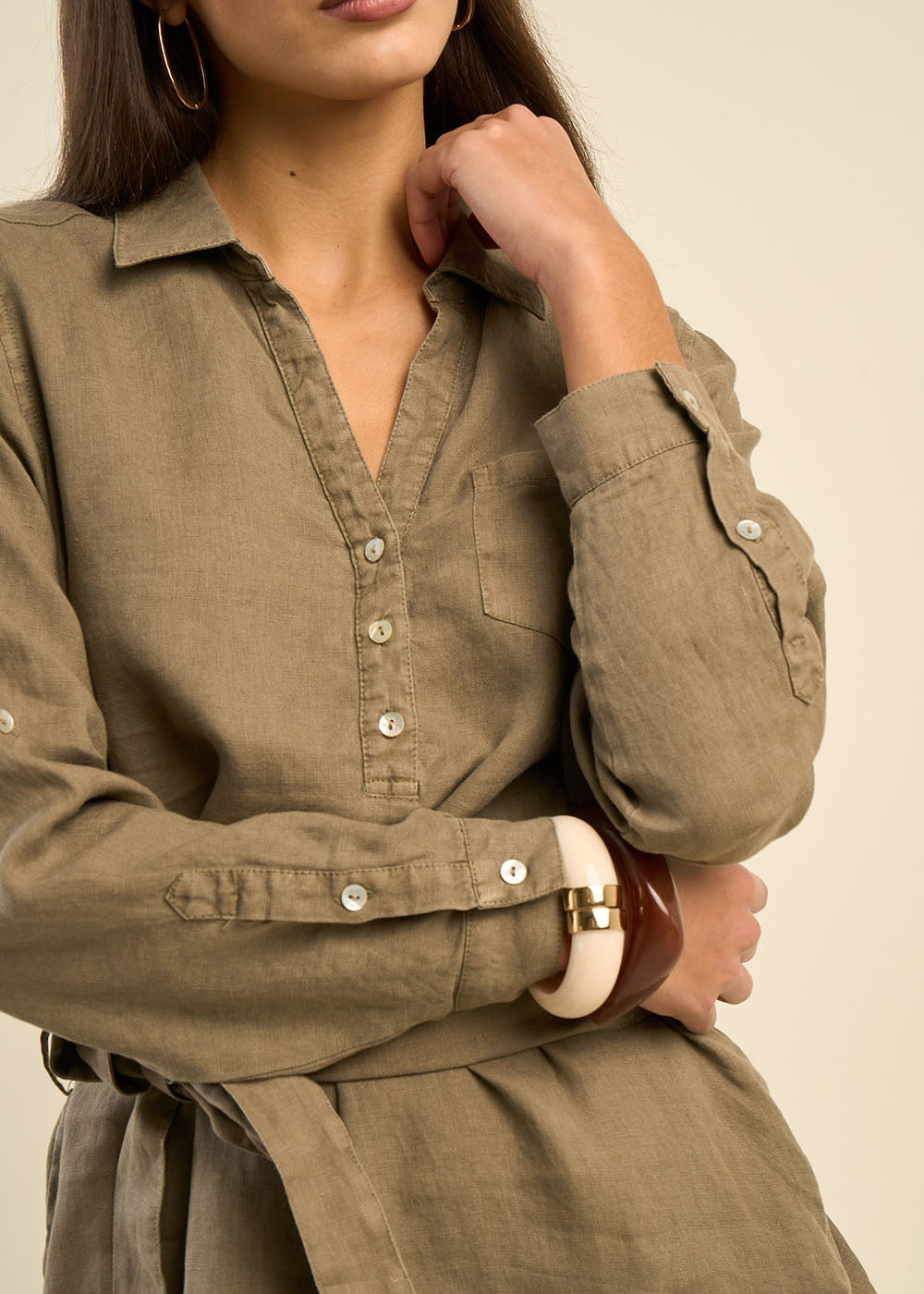 RASTELA Belted shirt dress with adjustable sleeves - 2 - Sud Express - Sud Express