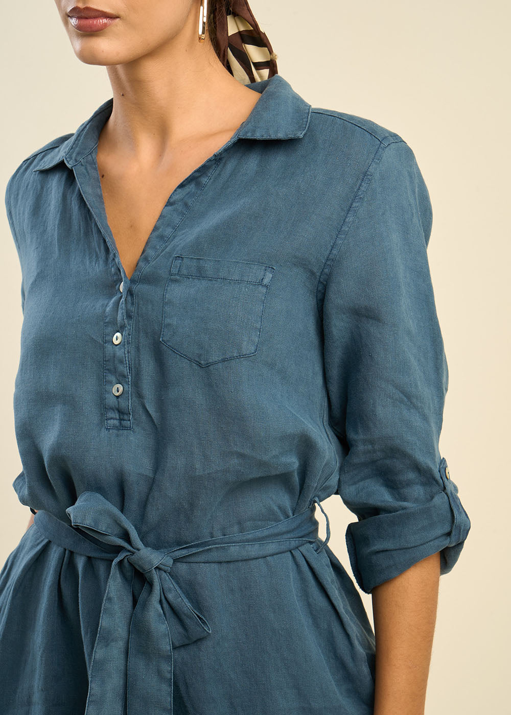 RASTELA Belted shirt dress with adjustable sleeves - 2 - Sud Express - Sud Express