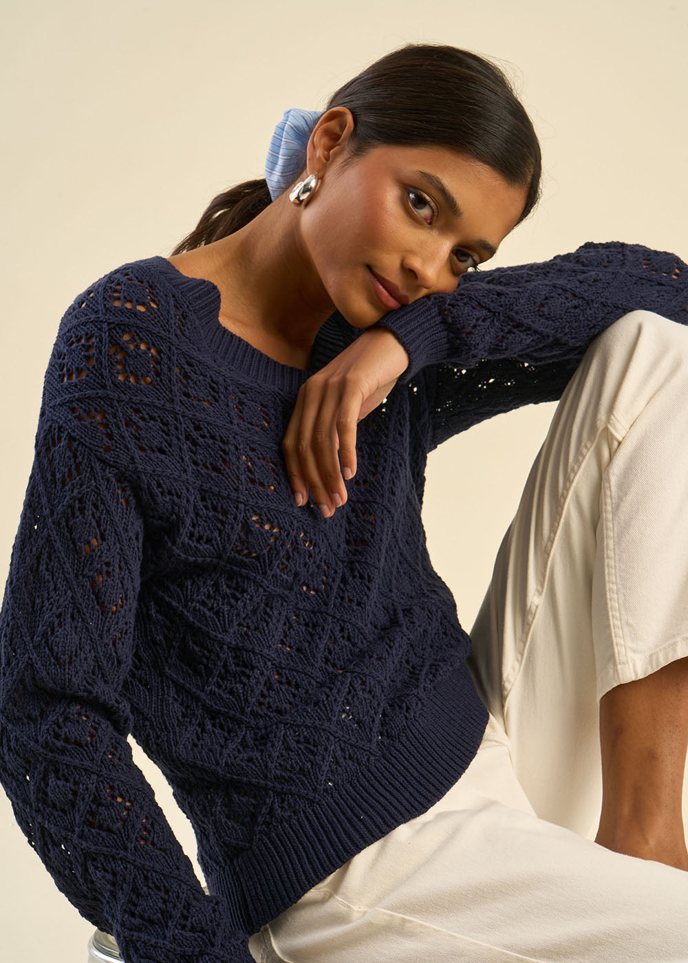 MILENE Openwork V-Neck Sweater - 4 - Sud Express - Sud Express