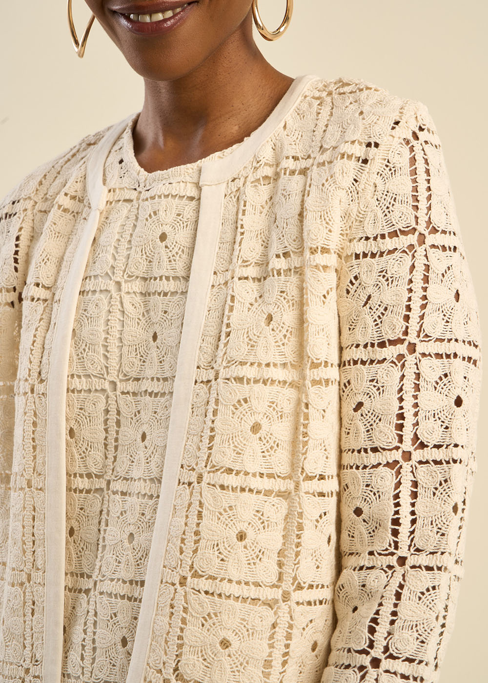 GRENDELA Long-sleeved openwork lace jacket - 2 - Sud Express - Sud Express