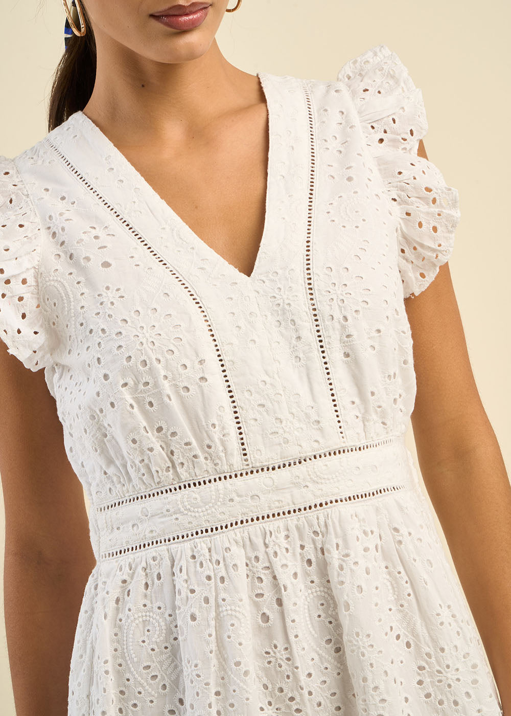 Embroidered long dress WHITE RIVAKA Sud Express Embroidered long dress WHITE RIVAKA Sud Express